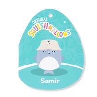 Squishmallows Original 7.5in Samir the Blue Whale with Tan Bucket Hat – Official Jazwares Plush (Little)