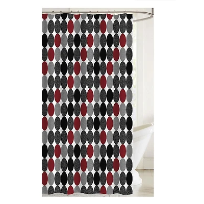 Rideau De Douche En Toile Imprimée Avec Crochets À Rouleaux (Ovales Solides)