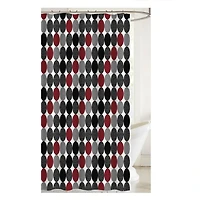 Rideau De Douche En Toile Imprimée Avec Crochets À Rouleaux (Ovales Solides)
