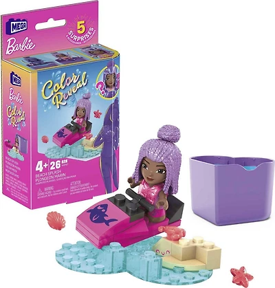 MEGA Barbie Color Reveal – Remous à la plage - 15 blocs et éléments spéciaux