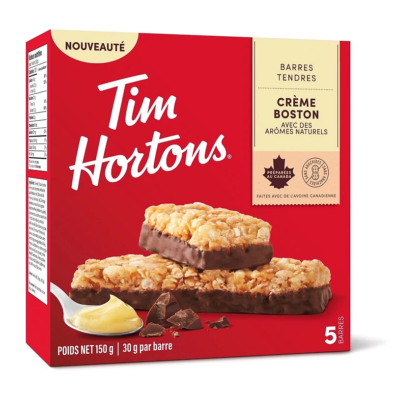 Tim Hortons Boston Cream Granola Bar 5 Pack (With Natural Flavours / Peanut Free), TH Boston Cream Granola Bar 5 Pack