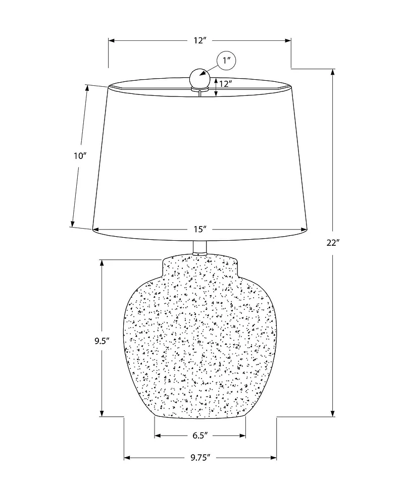 Monarch Specialties Luminaire, 22"h, Lampe De Table, Béton Crémeux, Teinte Ivoire / Crème, Moderne