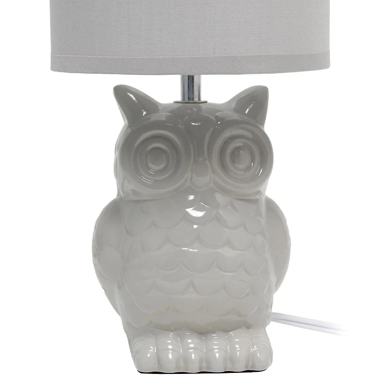 Simple Designs 12.8"  Ceramic Owl Bedside Table Desk Lamp with Matching Fabric Shade for Home Decor, Bedroom, Nightstand, Living Room, Entryway, Kids' Room, Nursery, Dandelion Yellow