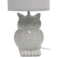 Simple Designs 12.8"  Ceramic Owl Bedside Table Desk Lamp with Matching Fabric Shade for Home Decor, Bedroom, Nightstand, Living Room, Entryway, Kids' Room, Nursery, Dandelion Yellow