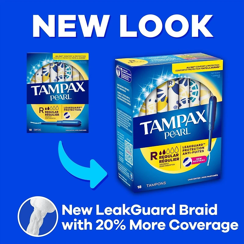 Tampax Pearl Tampons, with LeakGuard Braid, Super Absorbency, Unscented, 36CT