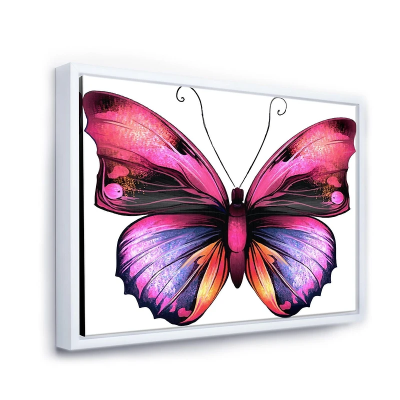 Designart Bright Pink Butterfly Portrait FLOAT FRAME WALL ART