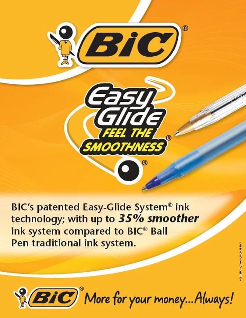 Stylos-bille bleus BIC Round Stic Extra Valeur, pointe moyenne (1,0 mm), paquet de 10 stylos en vrac, corps rond et souple pour une écriture confortable Lot de 10