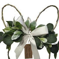 Easter Bunny-Shaped Wreath with Greenery and Satin Bow, 17 in, by Way to Celebrate