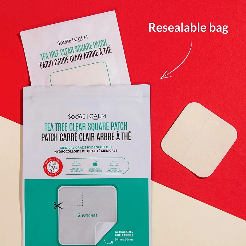 Soo'AE Patch Carré Clair Arbre À Thé Par sachet : 2 patchs