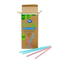 Great Value Patterned Paper Straws, 100 pieces