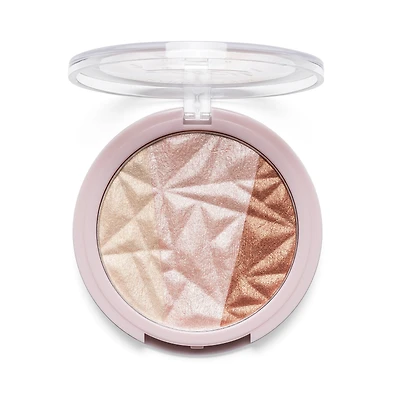 Hard Candy Enlumineur Just Glow, Poudre Compacte, Éclat Scintillant, Or Rose 3 teintes en 1