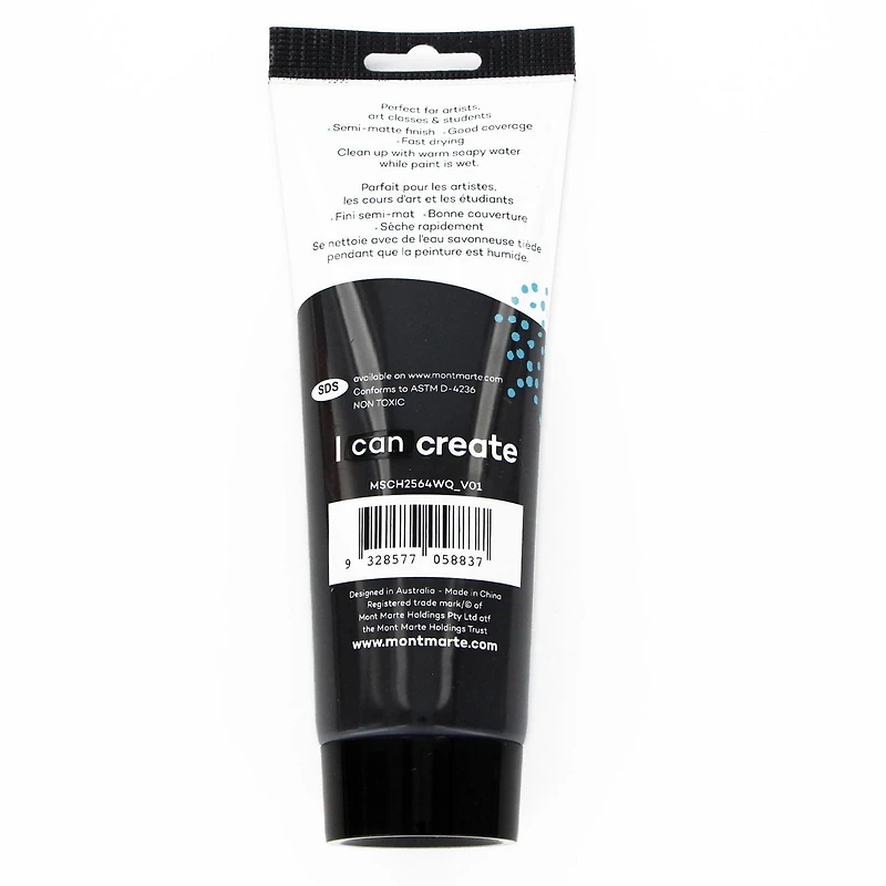 MONT MARTE Tube de couleur de peinture acrylique de 250 ml (8,45 oz), Noir Mars