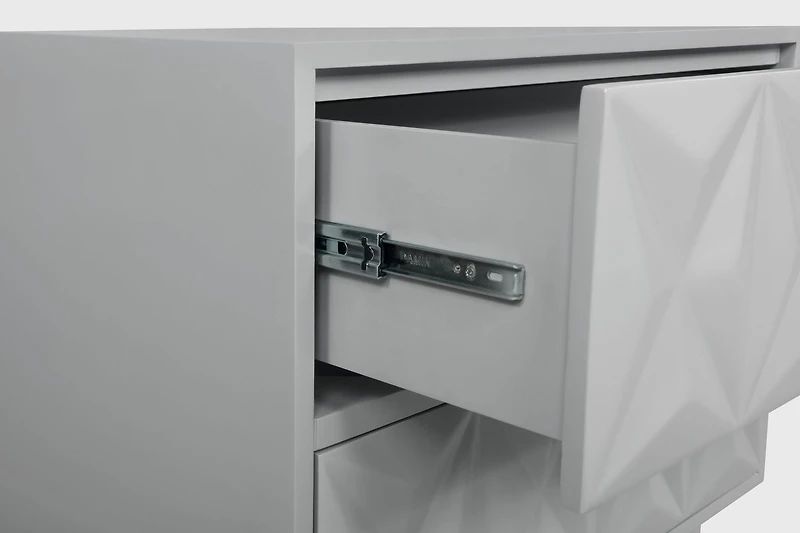 Commode géométrique à cinq tiroirs, gris