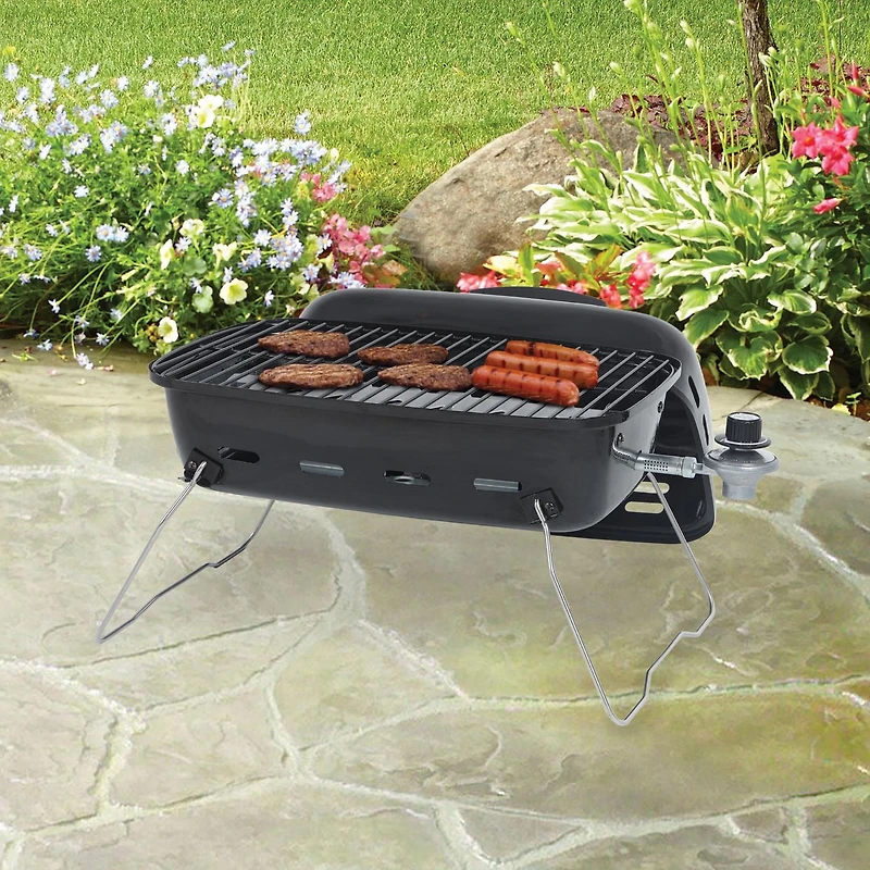 Backyard Grill 17.5” 10,000 BTU Portable Table Top Gas Grill, Black, GBT2014W-C