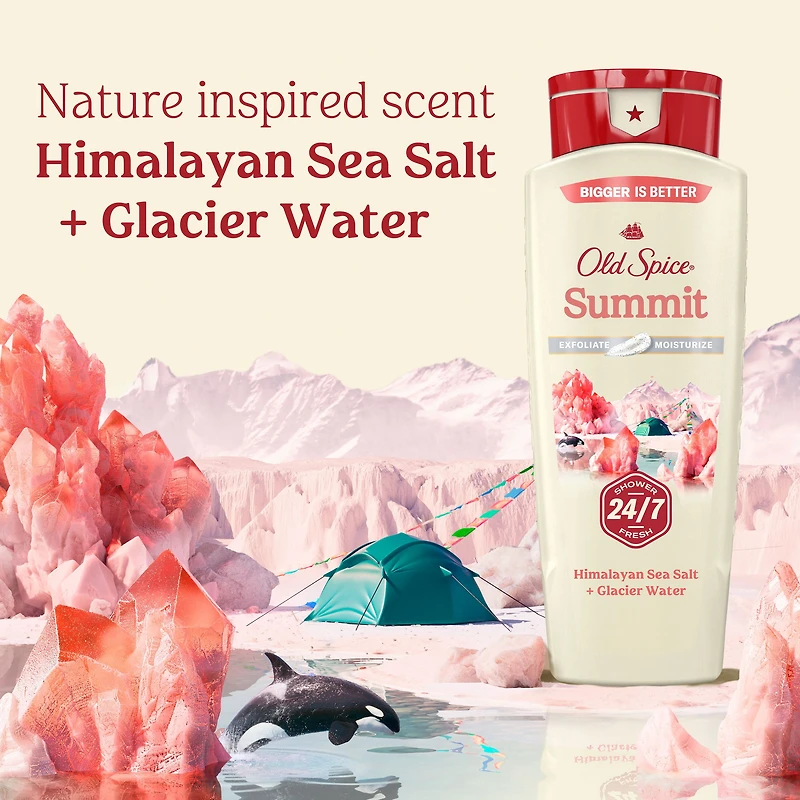 Old Spice Men's Body Wash for Men, Summit Scent, 24/7 Shower Fresh, Exfoliation + Moisturization, 532ML