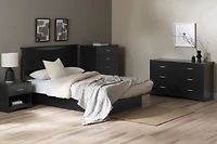 Lit plateforme avec tiroir Double / Queen, fini Noir solide, collection Step One de Meubles South Shore