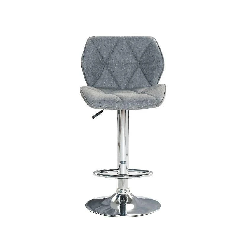 Tabouret moderne avec cadre en acier inoxydable – Élégant et durable avec hauteur réglable, doté d'un revêtement en tissu gris confortable, idéal pour les bars, les cuisines ou les espaces de travail