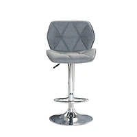 Tabouret moderne avec cadre en acier inoxydable – Élégant et durable avec hauteur réglable, doté d'un revêtement en tissu gris confortable, idéal pour les bars, les cuisines ou les espaces de travail