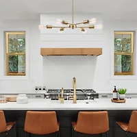 Tetra 6-Light Chandelier, Matte Brass, Adjustable Hanging Height