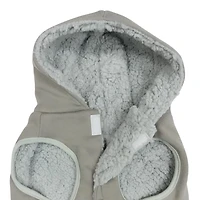 Holiday Time Vêtements pour chiens : Veste à capuche pour l'automne et l'hiver, gris et tartan avec faux boutons, taille XS-XL