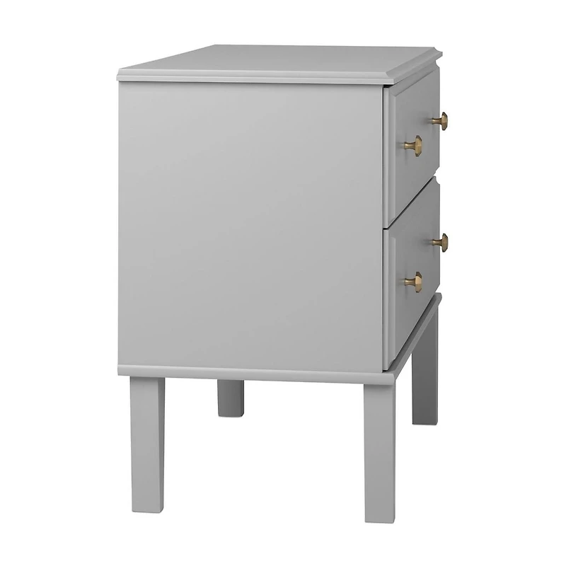Prepac Lux Grey 2 Drawer 16"D x 27.75"W x 25"H Nightstand