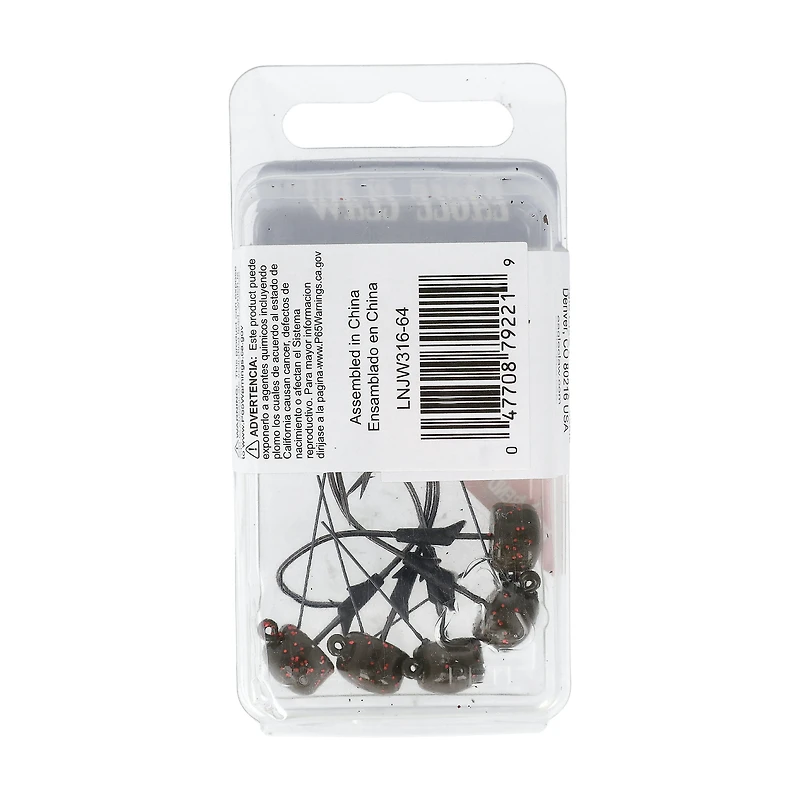 Eagle Claw LNJW316-64 Lazer Sharp Weedless Pro-V Finesse Jig, 3/16oz, 5pk, Green Pumpkin/Red Flake, Equipped with tungsten heads