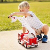 Maxx Action 2-N-1 Firetruck with Joystick Controls, Lights, Siren Sounds, Motorized Movement, and 360° Spinning Ladder, MAXX ACTION FIRE TRUCK