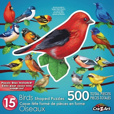 Cra-Z-Art 15 Bird Shaped Puzzles, total 500pcs