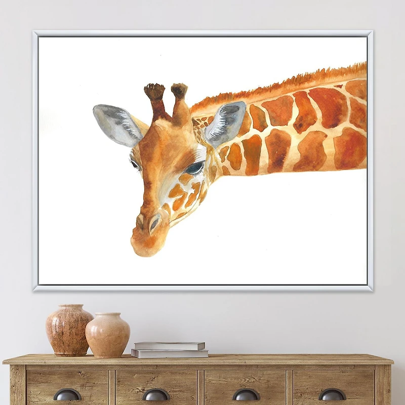 Designart Portrait of A Giraffe IX FLOAT FRAME WALL ART