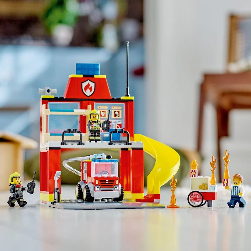 LEGO City Fire Station and Fire Engine 60375, Pretend Play Fire Station with Firefighter Minifigures, Educational Vehicle Toys for Kids Boys Girls Age 4+