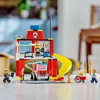 LEGO City Fire Station and Fire Engine  60375, Pretend Play Fire Station with Firefighter Minifigures, Educational Vehicle Toys for Kids Boys Girls Age 4+