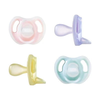 Tommee Tippee Ultra-Light Silicone Pacifier, Symmetrical One-Piece Design, BPA-Free Silicone Binkies, 6-18m, 4 Count