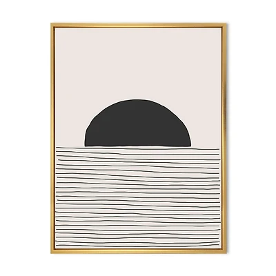 Designart Lignes géométriques minimales et cercle V ART MURAL À CADRE FLOTTÉ