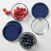 Anchor Hocking 16pc Round Glass Food Storage Box Set with Navy lids