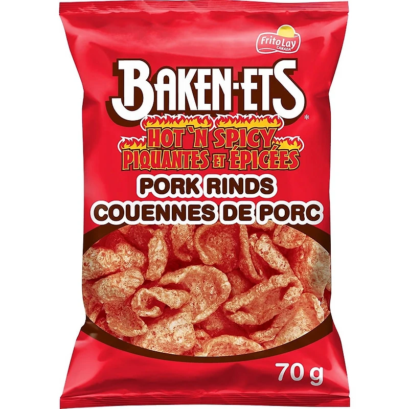 Couennes de porc aromatisées Baken-Ets Piquantes et épicées 70 g.