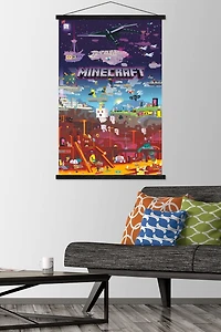 Minecraft – World Beyond 22.375" x 34" Wall Poster with Beechwood Magnetic Frame, by Trends International