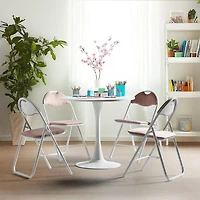 Homy Casa Folding Chair Set of 4 - Premium Upholstery Padded Folding Chairs 4 Packs with Sturdy Metal Frame, Brown Suede/ Pink Fabric/ Grey Fabric