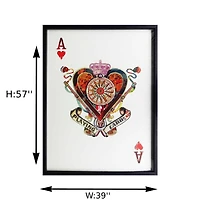 Striking Wall Art – 'Playing Card Ace of Red Hearts' (57" H x 39" W x 1.5" D), Bold and Vibrant Design with Intricate Detailing, Printed on High-Quality Canvas for Lasting Durability