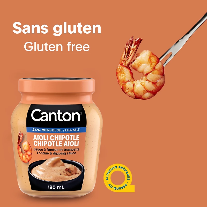 Sauce à fondue et trempette Aïoli Chipotle 25 % moins de sel Canton