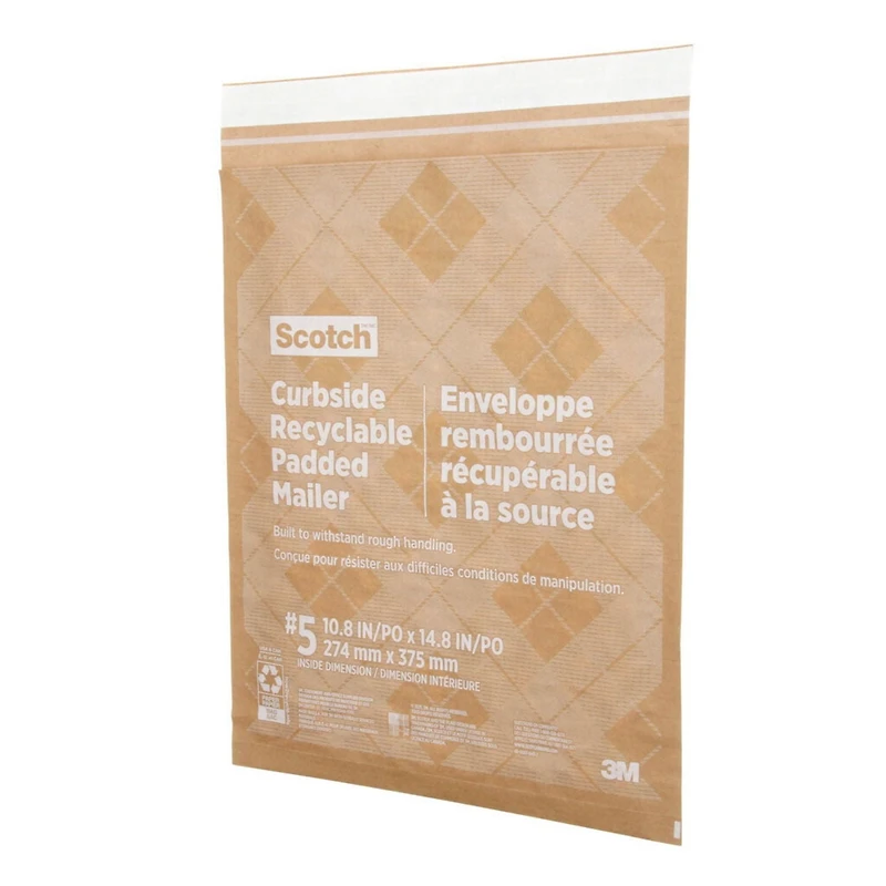 Scotch™ Curbside Recyclable Padded Mailer CR-5-1-20, 10.5 in x 14.75 in (266 mm x 374 mm), Size 5