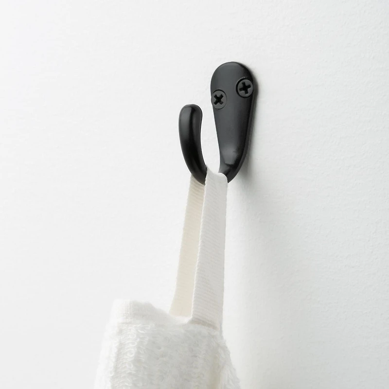 Era Single Hook 2-Pack Black, 1.70 x 0.67 x 1.42 in