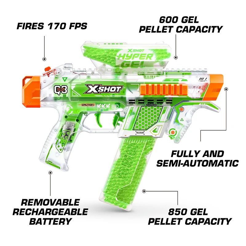 XSHOT Hyper Gel Glow In The Dark NightStrike Blaster (5,000 Glow In The Dark Hyper Gel Pellets) by ZURU, Foam Blaster