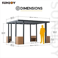 Sunjoy Pergola d'extérieur 10 x 12 pi avec cadre en acier noir et jardinières
