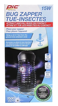 PIC® 15W BUG ZAPPER, ATTRACTS AND KILLS BUGS ON CONTACT!