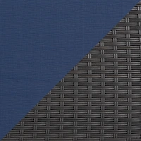 CorLiving Brisbane Rust-Resistant Resin Wicker and Steel Left Arm Outdoor Patio Sectional Piece with Cushions, Charcoal Grey/Navy Blue