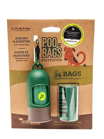 Define Planet™ Starter Pack / Dispenser With 2 Rolls of Poop Bags, 34 Count Citrus Scented Dog Waste Bags (Perfect for Puppy Owners)