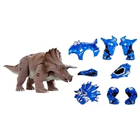Armorsaurs Armor-Up Triceratops Dinosaur Cobalt Toy Figure with 7 Removable Armor Pieces, Tail-Triggered Chomp, Pilot Pod Compatible, Kids, Boys, Girls, Ages 6+