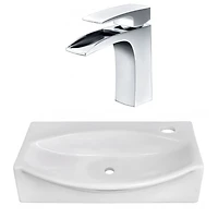 American Imaginations 16.5-in. W Wall Mount White Bathroom Vessel Sink Set For 1 Hole Right Faucet AI-22471