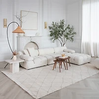 Tapis d'interieur abstrait Rug Branch Casa, beige creme, moderne - Salon, chambre