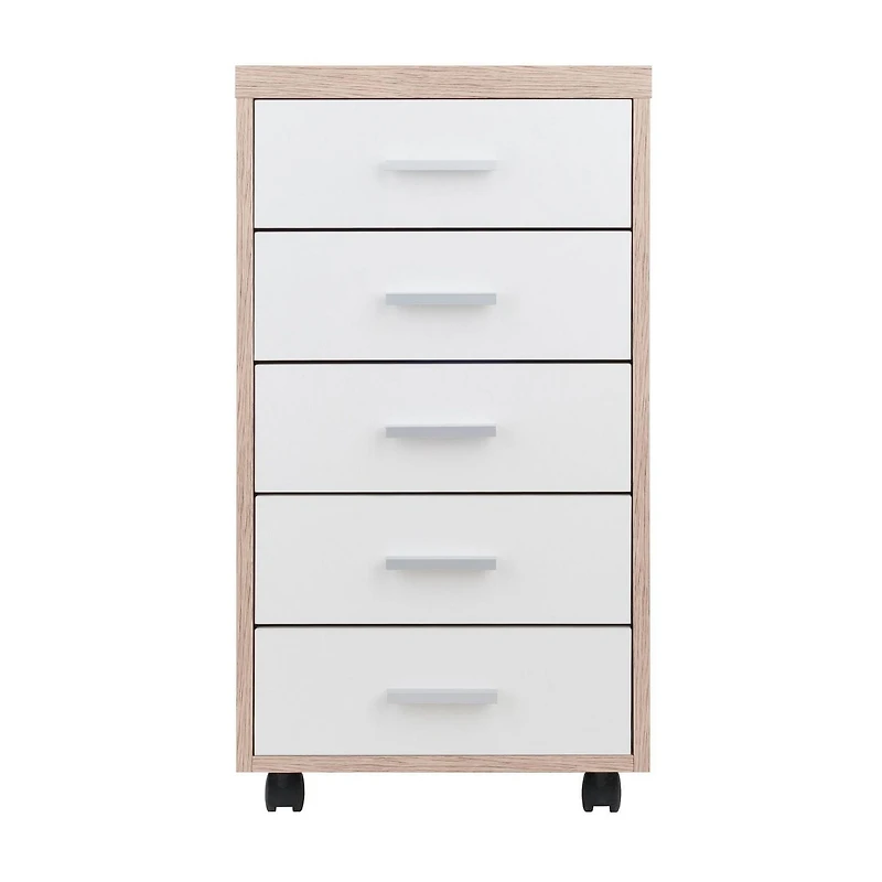 Winsome Meuble de rangement Kenner mobile, 5 tiroirs, bois récupéré/fini Blanc